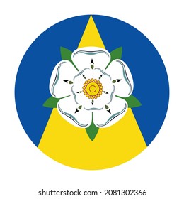 Banner of West Yorkshire, emblem circle flag vector illustration isolated on white background. United Kingdom province. England territory.