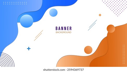Banner white blue orange background, media cloud data  technology digital communication template design, ai artificial intelligence creative illustration , poster cover pattern graphic element vector.