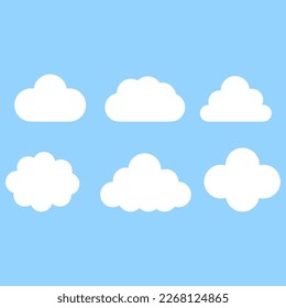 banner with white clouds blue background. Vector illustration.