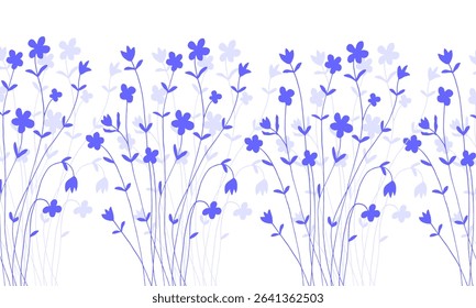 Banner with wildflowers. Endless pattern for floral, summer and wedding design.