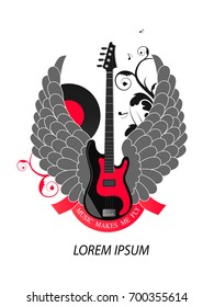 Banner and wings with a guitar