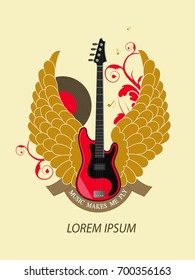 Banner and wings with a guitar