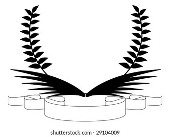 banner with wings and leaves