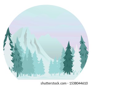 banner winter vector, winter,The mountains in winter are covered with snow vector style