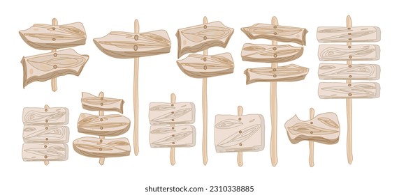 Banner wooden sign guides.Illustration for a tree. Wooden sign board.