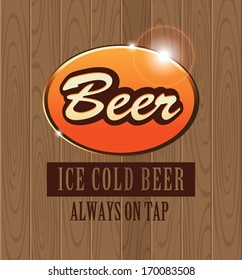 banner with the word beer on background of wooden planks