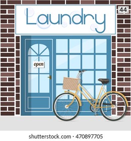 Banner with the word laundry and bubbles. Vector illustration.
