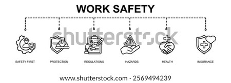  Banner of work safety vector illustration concept with
