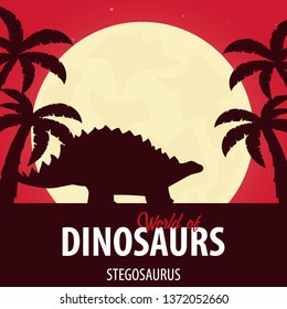 Banner World of dinosaurs. Prehistoric world. Stegosaurus. Jurassic period