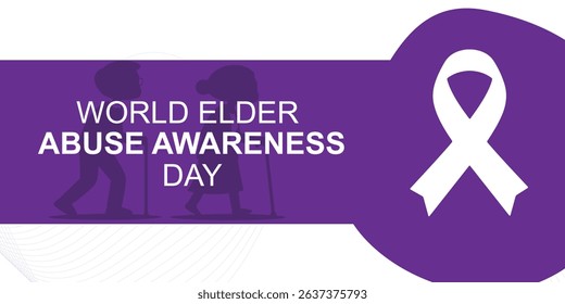 Banner for World Elder Abuse Awareness with Purple Ribbon