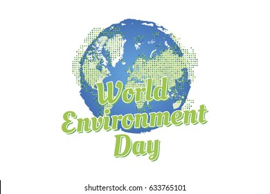 Banner world environment day with world map. Flat vector illustration EPS 10