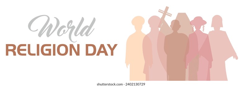Banner for World Religion Day with silhouettes of different peop