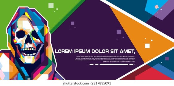 banner wpap skull pop art