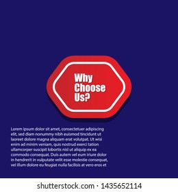 banner with writing note showing Why Choose Us question.red color.Business concept.can be used for choosing our brand.