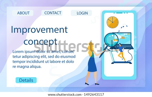 Banner Written Improvement Concept Cartoon Help Stock Vector