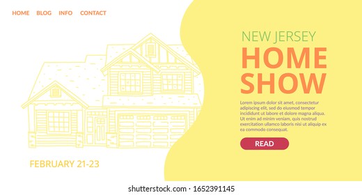 Banner written new jersey home show landing page. Participation in exhibition. Inspiration and motivation for upcoming home improvement. Minor repairs or major repairs. Home improvement.