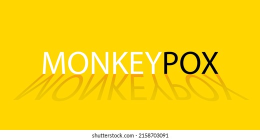 Pancarta con fondo amarillo y texto en Monkeypox blanco y negro. El concepto de un nuevo virus de la viruela del mono. Ilustración vectorial.