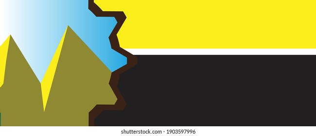 banner yellow black mountain and bracket shape