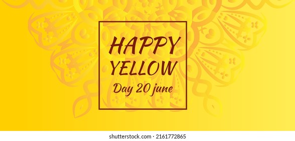 Banner for Yellow Day. 20 june. Design in orange and yellow color with abstract ornament. Can be add text.