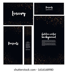 Banner with yellow dust. Light effect on beautiful banners. Dust effect. Dust particles flicker on a dark background. vector illustration. magic and magic.