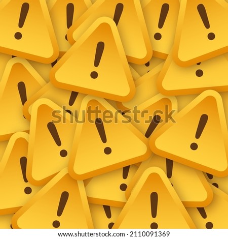 Banner with yellow scam alert sticker pattern. Attention sign. Cyber security icon. Caution warning sign sticker. Flat warning symbol. Vector stock illustration.