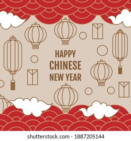 Banners with 2021 chinese new year elements. - Vector.
