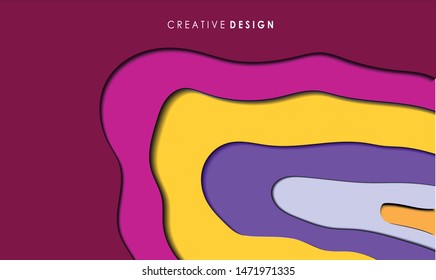 banners with 3D abstract background colorful and paper cut shapes. Vector design layout for business presentations, flyers, posters and invitations. Colorful carving art - Vector