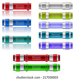 Banners, 3D metallic backgrounds design, vector set.