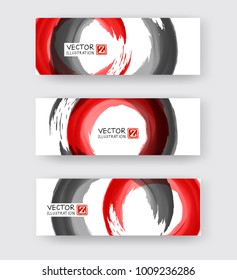 Banners with abstract black ink element wash painting element in East Asian style. Traditional Japanese ink painting sumi-e. Hieroglyph - clarity.