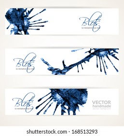 Banners with abstract blue ink blots 1