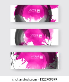 Banners with abstract color ink element wash painting element in East Asian style. Traditional Japanese ink painting sumi-e. Hieroglyph - clarity.