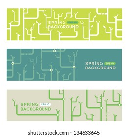 banners with abstract floral pattern