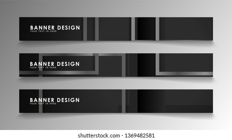 Banners of abstract geometric and rectangular patterns with black and white gradients. Vector illustration. EPS 10