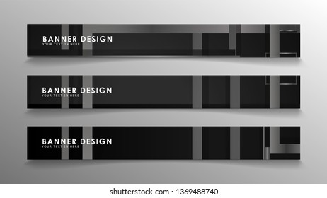 Banners of abstract geometric and rectangular patterns with black and white gradients. Vector illustration. EPS 10