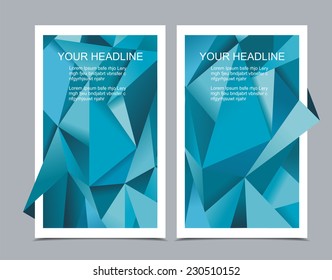 Banners with abstract geometrical background, polygonal design