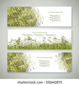 Banners, abstract headers with green abstract design.