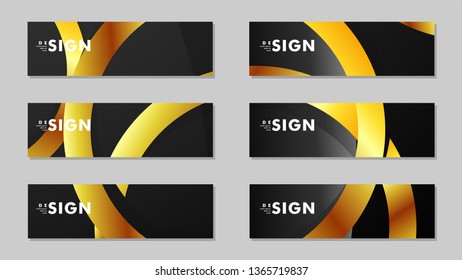 Banners with abstract metal vector backgrounds with luxurious shiny gold circles