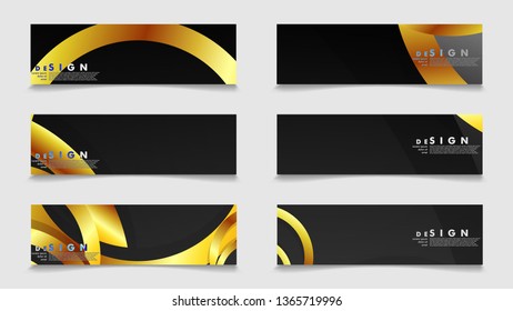 Banners with abstract metal vector backgrounds with luxurious shiny gold circles