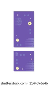 Banners with abstract pattern. Set of  backgrounds with elements for social media networks. Templates for story and post with decoration. Cards with empty space for text. Vector illustration.