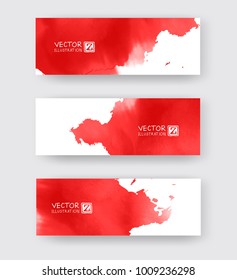 Banners with abstract red ink element wash painting element in East Asian style. Traditional Japanese ink painting sumi-e. Hieroglyph - clarity.