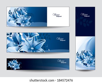 Banners. Abstract Vector Designs. Lily Flowers Theme. Eps10.