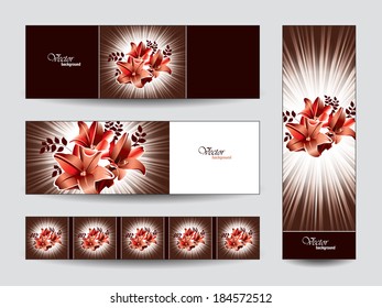 Banners. Abstract Vector Designs. Lily Flowers Theme. Eps10.