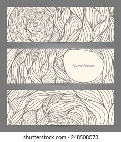 Banners with abstract waves. Place for text. Banners for web. Colorful header.  Abstract vector background