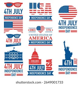 Banners of america independence day. labels at 4 july.Vector illustration