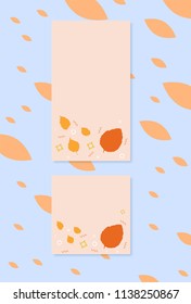 Banners with autumn leaves and empty space for text. Set of  backgrounds with autumn elements for social media networks. Templates for story and post with decoration.  Vector illustration.