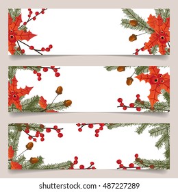 Banners of autumn leaves vector illustration. Background with hand drawn autumn leaves. Autumn leaves fall on banner.