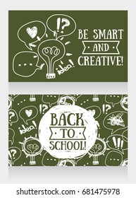 banners for back to school, can be used as party invitation or as flyers for school and university, vector illustration in sketch style