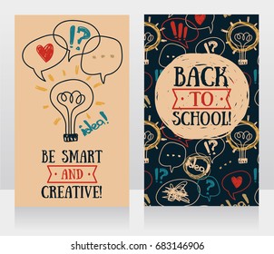 banners for back to school, can be used as party invitation or as flyers for school and university, vector illustration in sketch style