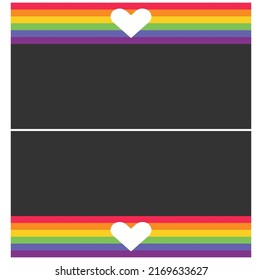 Banners or backgrounds in an image contain six colors: red, orange, yellow, green, blue and purple.PRIDE MONTH