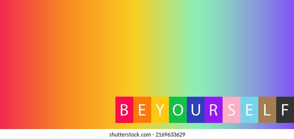 Banners or backgrounds in the image have a gradient of six colors. There are sentences with ten colors: red, orange, yellow, green, blue, purple, pink, cyan, brown and black.